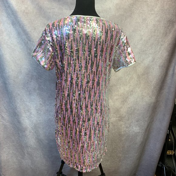 Just Quella Sequined Mesh T-Shirt Dress - Picture 6 of 10